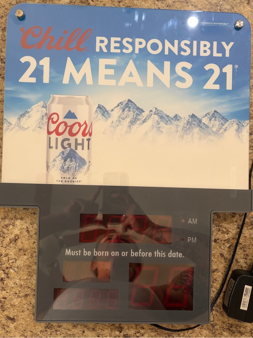 Coors Light "Chill Responsibly / 21 Means 21" LED Legal Age Sign